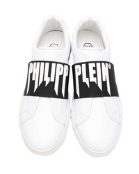 Baskets basses en cuir blanches et noires Philipp Plein