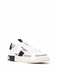 Baskets basses en cuir blanches et noires Dolce & Gabbana