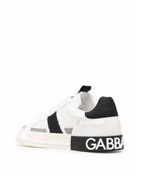 Baskets basses en cuir blanches et noires Dolce & Gabbana