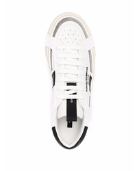 Baskets basses en cuir blanches et noires Dolce & Gabbana