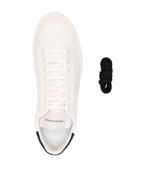 Baskets basses en cuir blanches et noires Emporio Armani