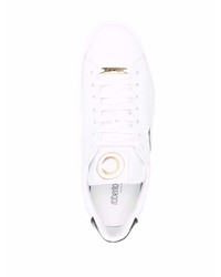 Baskets basses en cuir blanches et noires Roberto Cavalli