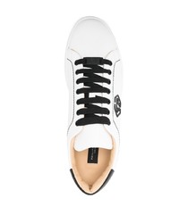 Baskets basses en cuir blanches et noires Philipp Plein