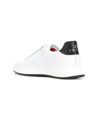 Baskets basses en cuir blanches et noires Philipp Plein