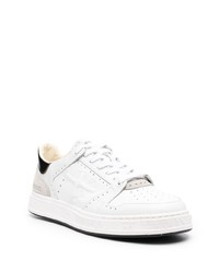 Baskets basses en cuir blanches et noires Premiata