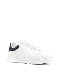 Baskets basses en cuir blanches et noires Emporio Armani