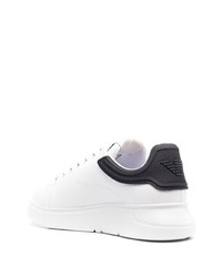 Baskets basses en cuir blanches et noires Emporio Armani