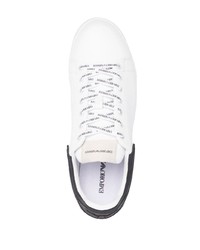 Baskets basses en cuir blanches et noires Emporio Armani