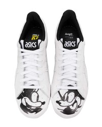 Baskets basses en cuir blanches et noires Asics