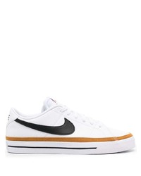 Baskets basses en cuir blanches et noires Nike