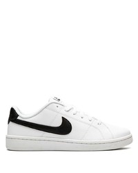 Baskets basses en cuir blanches et noires Nike