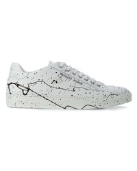 Baskets basses en cuir blanches et noires Philipp Plein