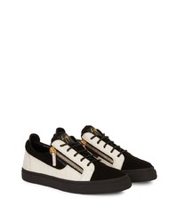 Baskets basses en cuir blanches et noires Giuseppe Zanotti