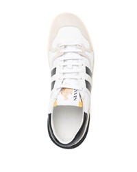 Baskets basses en cuir blanches et noires Lanvin