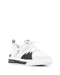 Baskets basses en cuir blanches et noires Roberto Cavalli