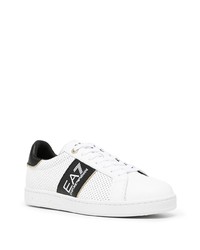 Baskets basses en cuir blanches et noires Ea7 Emporio Armani