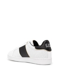 Baskets basses en cuir blanches et noires Ea7 Emporio Armani