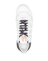 Baskets basses en cuir blanches et noires Lanvin