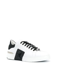 Baskets basses en cuir blanches et noires Philipp Plein