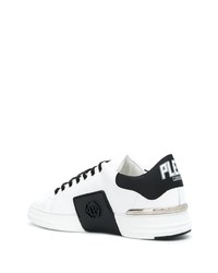 Baskets basses en cuir blanches et noires Philipp Plein