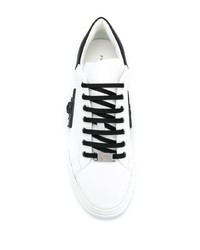 Baskets basses en cuir blanches et noires Philipp Plein