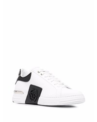 Baskets basses en cuir blanches et noires Philipp Plein