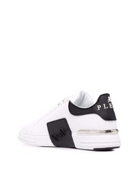 Baskets basses en cuir blanches et noires Philipp Plein