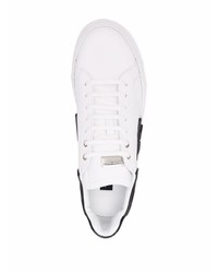 Baskets basses en cuir blanches et noires Philipp Plein