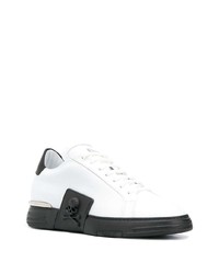 Baskets basses en cuir blanches et noires Philipp Plein