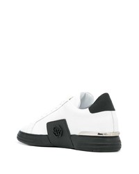 Baskets basses en cuir blanches et noires Philipp Plein