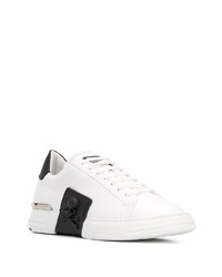 Baskets basses en cuir blanches et noires Philipp Plein