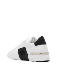 Baskets basses en cuir blanches et noires Philipp Plein