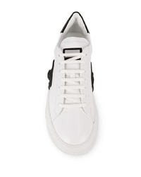 Baskets basses en cuir blanches et noires Philipp Plein