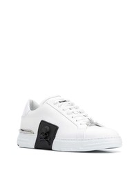 Baskets basses en cuir blanches et noires Philipp Plein