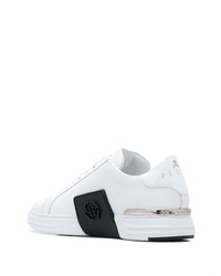 Baskets basses en cuir blanches et noires Philipp Plein