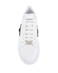 Baskets basses en cuir blanches et noires Philipp Plein