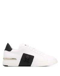 Baskets basses en cuir blanches et noires Philipp Plein