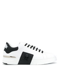 Baskets basses en cuir blanches et noires Philipp Plein