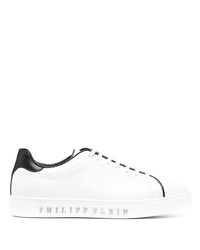 Baskets basses en cuir blanches et noires Philipp Plein