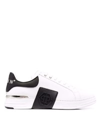 Baskets basses en cuir blanches et noires Philipp Plein