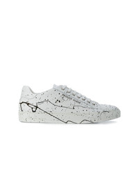 Baskets basses en cuir blanches et noires Philipp Plein