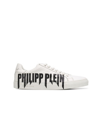 Baskets basses en cuir blanches et noires Philipp Plein