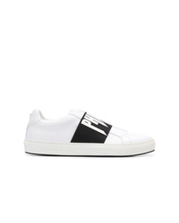 Baskets basses en cuir blanches et noires Philipp Plein