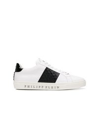 Baskets basses en cuir blanches et noires Philipp Plein