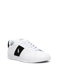 Baskets basses en cuir blanches et noires Polo Ralph Lauren