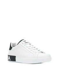 Baskets basses en cuir blanches et noires Dolce & Gabbana