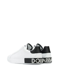 Baskets basses en cuir blanches et noires Dolce & Gabbana