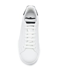 Baskets basses en cuir blanches et noires Dolce & Gabbana