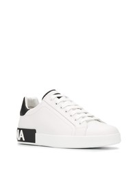 Baskets basses en cuir blanches et noires Dolce & Gabbana