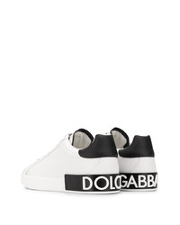 Baskets basses en cuir blanches et noires Dolce & Gabbana